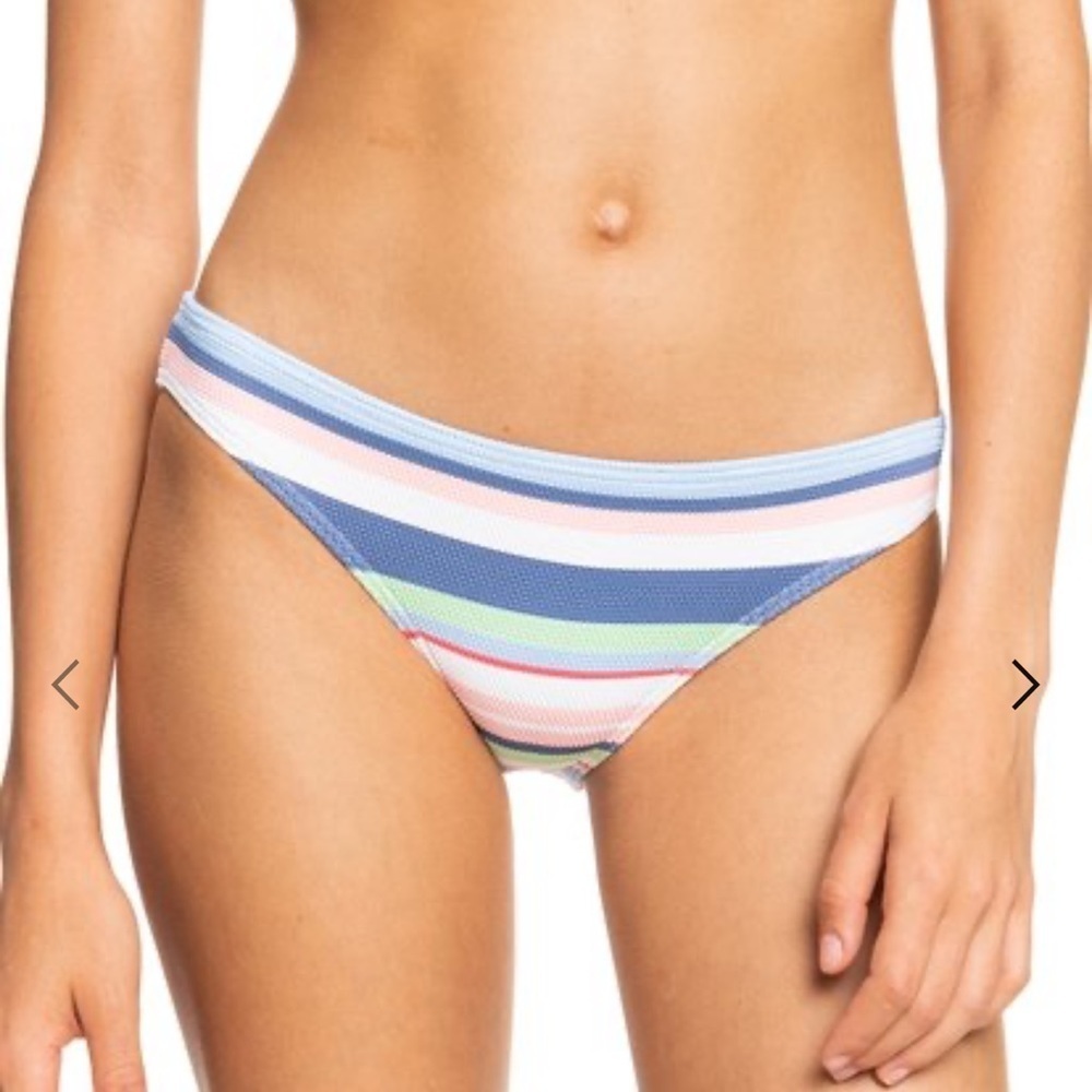 NEW Roxy Line Up Bikini Bottom Striped Blue White ERJX404413 Size Large NWT